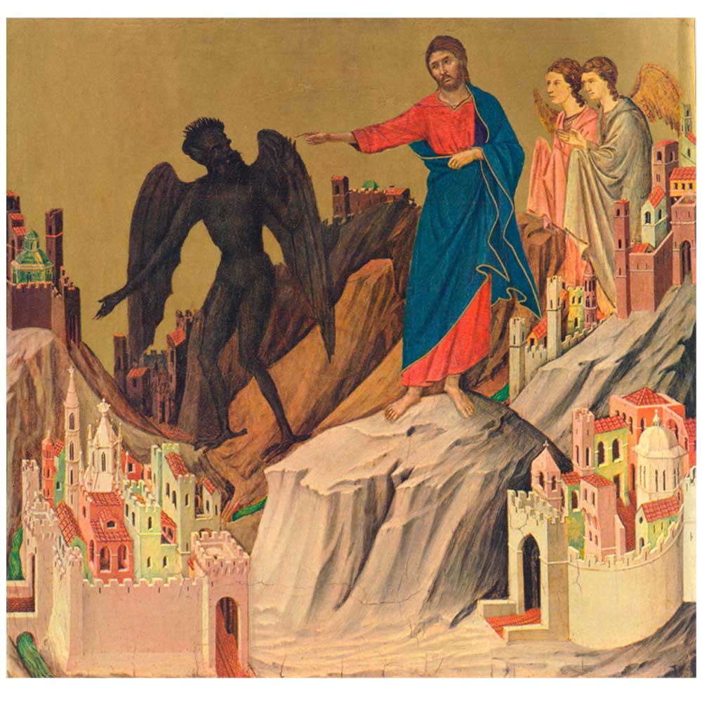 Temptation of Christ by Duccio (13-14C)