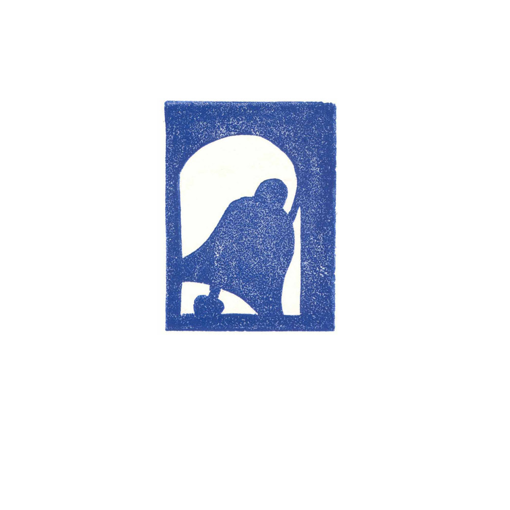 Pat Probst - lino cut print of a pealing belling